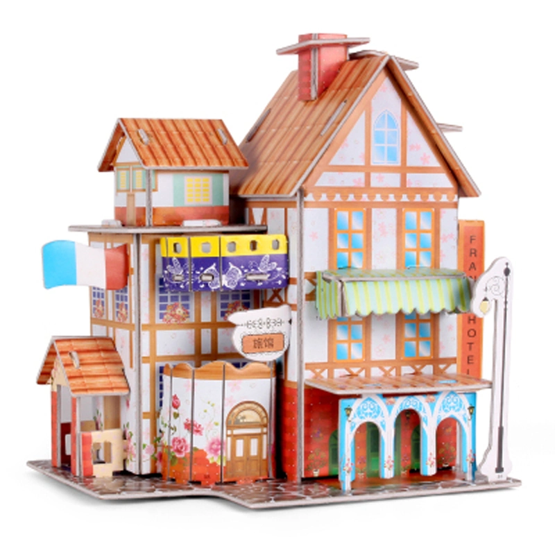 3D Stereo Puzzle Children′s Puzzle Toys DIY Handmade Paper House Model for Boys and Girls Aged 3-6-8 in Kindergartens