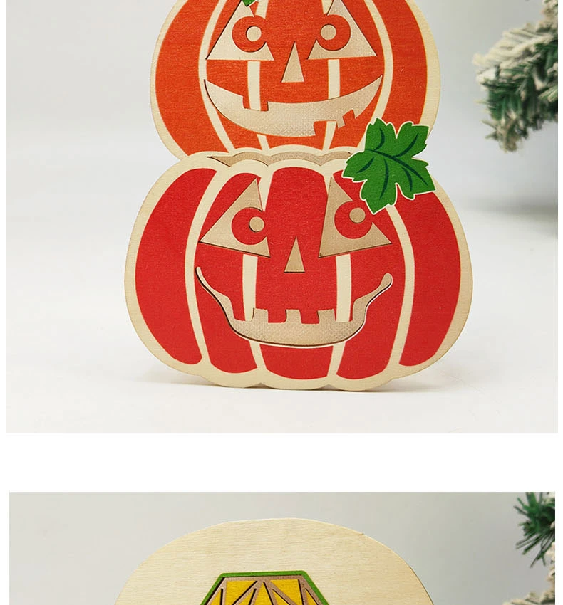 Jack-O ′-Lantern Pendant Decoration Halloween Crafts Pendant Ornaments Wooden Skull Ornaments