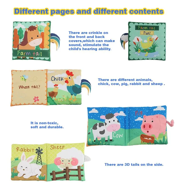 Animal Tails Educational Learning Cloth Books Washable Soft Quiet Story Book Other Educational Toys