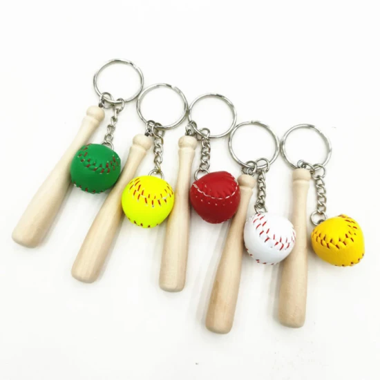 Leon Factory Design Softball Collana Ciondolo Ciondolo da 2 cm Ciondolo all'ingrosso Pallina lunga Portachiavi Accessori Artigianato Portachiavi da baseball in legno personalizzato