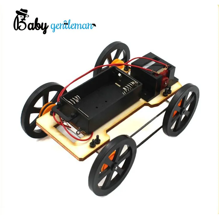 Kit artigianale in legno per assemblaggio fai-da-te per auto giocattolo telecomandato a 4 ruote per bambini Z04036g